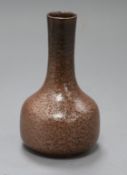 A high-fired stoneware metallic glaze bottle vase, unmarked, ex Geoffrey Godden collection height