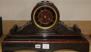 A late Victorian red and black marble eight day mantel clockex Congelow House