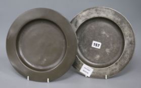 A pair of 18th century pewter dishesex Congelow House