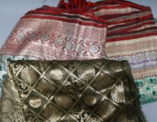 Three 20th century thread and silk woven saris
