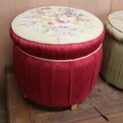 A floral tapestry top circular stool