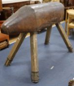 A Vintage leather pommel horse W.140cm