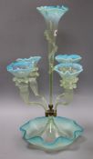 A Victorian vaseline glass table epergne height 54cmex Congelow House