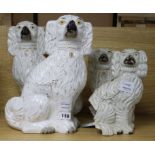 Two pairs of Staffordshire pottery King Charles Spaniels tallest 35cm (a.f.)ex Congelow House