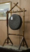 A bronze circular gong on bamboo stand H.104cmex Congelow House
