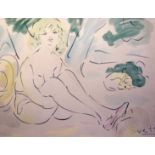 Vertalimited edition colour printSeated female nude and dogindistinctly signed and inscribed edition