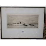 William Lionel Wyllie, etching, 'Yorkshire Cobles', signed in pencil, 21 x 49cm