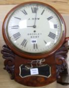 J. How, Bromley, Kent. A Regency mahogany drop dial eight day wall timepiece height 50cmex