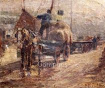 Harry Fidler (1856-1935)oil on canvasCarts alongside a wharfsigned18 x 21.5in.