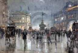 § Georges Stein (c.1870-c.1955)watercolour and coloured pencilLondon, Piccadilly 1899signed and