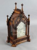 Barraud & Lunds, 41 Cornhill, London. A Victorian oak Gothic style chiming bracket clock, in