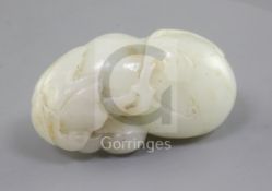 A Chinese white jade carving of gourds, 18th/19th century, carved in high relief and openwork with