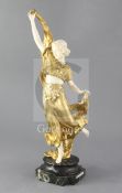 Affortunato Gori (1895-1925). A gilt bronze and ivory figure of an Middle Eastern dancer, raised