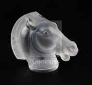 Longchamp/Horse. A glass mascot by René Lalique, introduced on 12/6/1929, No.1152A, in clear and