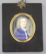 18th century English Schooloil on ivoryPortrait miniature of a gentlemanmonogrammed RL and dated