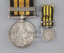 An Ashantee medal with Coomassie clasp, 1529 to Serjt R. Rankin, 2nd Bn Rifle Bde, 1873-4 and