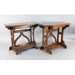 Attributed to A.W.N. Pugin. A pair of mid 19th century Reformed Gothic oak serving tables,