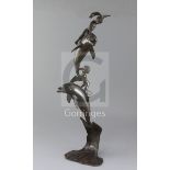 James Osborne (1940-1992). A bronze group of children riding dolphins, signed and dated 11/2000,