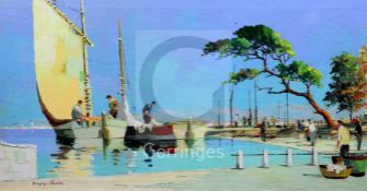 § Cecil Rochfort D'Oyly John (1906-1993)oil on canvasFishing boats along the coastsigned16 x 30in.