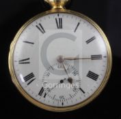 A George III 18ct gold keywind cylinder (possible conversion) pocket watch by Dwerrihouse &