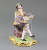 A Minton figure 'Spanish guitar player', c.1830, factory model no. 94, 19cm, slight restorationSee