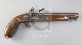 Blanch of London. An early 19th century flintlock pistol, with octagonal barrel, integral ramrod,