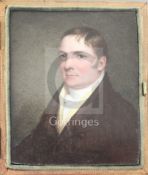 W. Gordon 1822enamel on porcelainPortrait miniature of a gentlemansigned verso and dated 18223.25