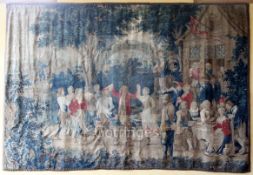 An early 18th century Flemish 'Teniers' tapestry, from the workshop of Guillaume Werniers, depicting