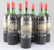 Eight bottles of Chateau Palmer, Margaux, 1970.