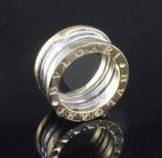 A yellow and white metal Bulgari B-Zero ring, unmarked, size N/O.