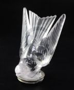 Hirondelle/Swallow. A glass mascot by René Lalique, introduced on 10/2/1928, No.1143 in clear and
