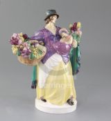 A Charles Vyse Chelsea figure 'Tulip Woman', blue painted mark CV Chelsea 1921, 25.5cm