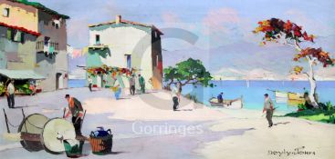 § Cecil Rochfort D'Oyly John (1906-1993)oil on canvasMeditteranean coastal villagesigned13.5 x 27.