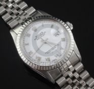 A gentleman's stainless steel Rolex Oyster Perpetual Datejust wristwatch, Serial No. R273551,