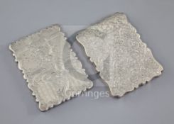 Two Victorian engraved silver card cases, Yapp & Woodward, Birmingham,1854 and B.H Joseph & Co,