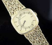 A lady's 14ct gold plated Girard Perregaux manual wind dress wrist watch,