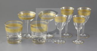 A part suite of Baccarat gilded table glassware, 9.5cm - 15cm (31)