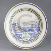 A rare Poole Pottery 'Port of Poole - Empire-Airways 1940' charger designed by Arthur Bradbury and