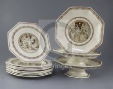 John Moyr Smith for Minton Chinaworks. A rare 13 piece creamware dessert service, c.1875-80, each