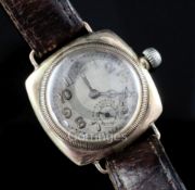 A gentleman's 1920's 9ct gold Rolex extra prima movement manual wind wrist watch, with Roman dial,