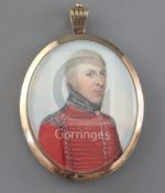 Early 19th century English Schooloil on ivoryMiniature portrait of an army officer2.5 x 2in.