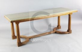 Sir Edward Brantwood Maufe (1882-1974). A walnut Swedish green marble topped refectory table, made