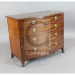 A Regency mahogany bowfront chest, of four graduated long drawers, on swept bracket feet, W.3ft 2.