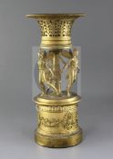 A 19th century French Empire style ormolu centrepiece, with pierced basket beneath three nymphs,