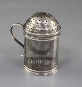A George I Brittania standard silver kitchen pepper/spice shaker by William Fleming, with s-shaped