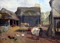 Charles Collins (1851-1921)oil on canvasCattle and poultry in a farmyardsigned and dated 188012 x