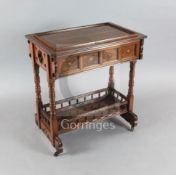 A Victorian Gillow walnut and marquetry work table, c.1865-70, the design attributed to Charles