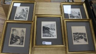 Donald Crawford, 4 photo etchings, Highland landscapes, 15 x 12cm