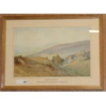 Elliot H. Martens, watercolour, The South Downs, Barns Farm Hill and Chanctonbury Ring from