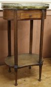 A French marble top kidney shaped etagere W.43cm